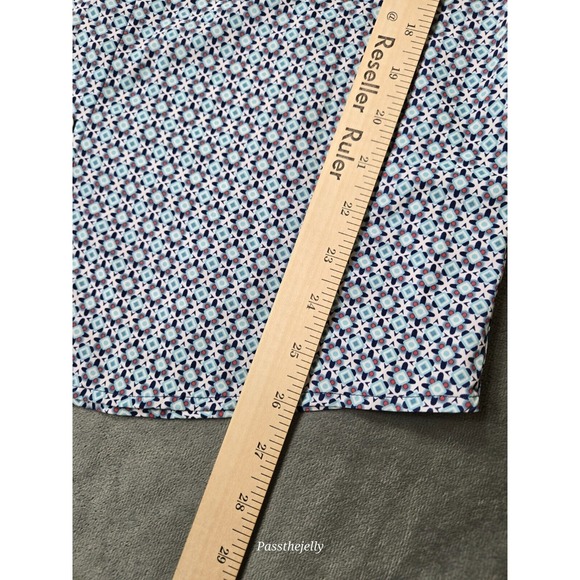 Mizzen+Main Shirt Mens Small Trim Geometric Aztec Print Polo Performance Golf - Picture 9 of 12